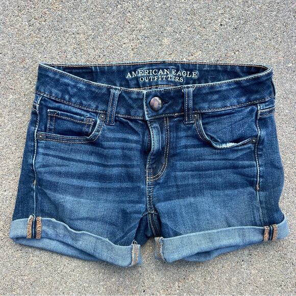 American Eagle Super Stretch Midi Jean Shorts Size 0 - Picture 1 of 6